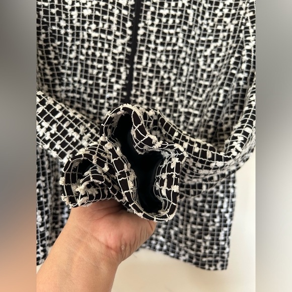 TOWN & TRAVEL Y2K Vintage 90’s Tweet popcorn Black/White Zip Blazer Jacket 4P - Picture 12 of 12